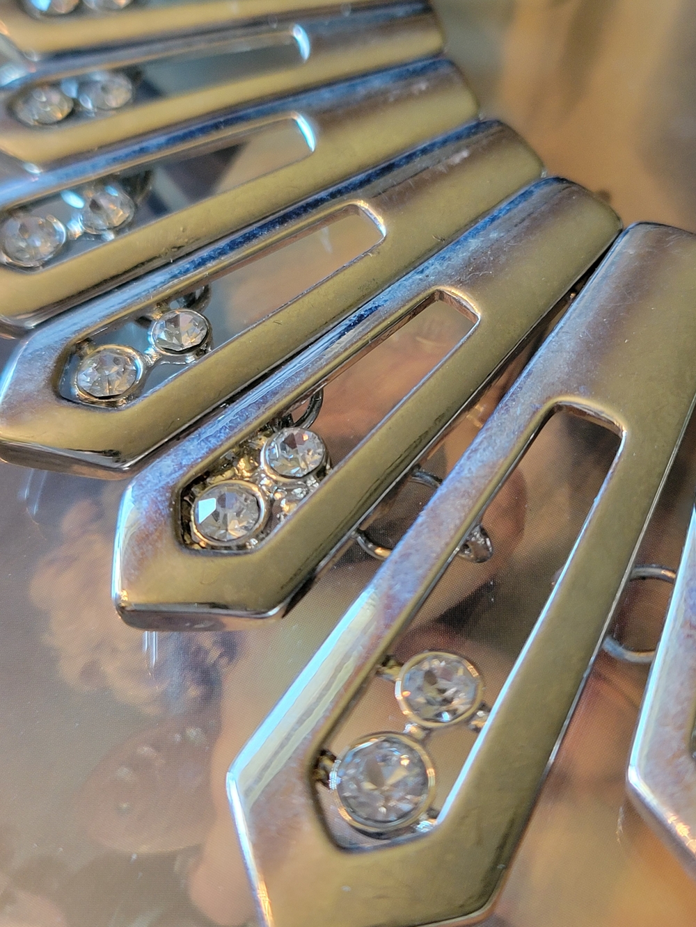 Silver Metal & Rhinestone Necklace - Picture 5 of 9